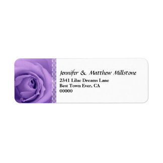 Soft Pastel Purple Rose with Lace Trim Wedding Label