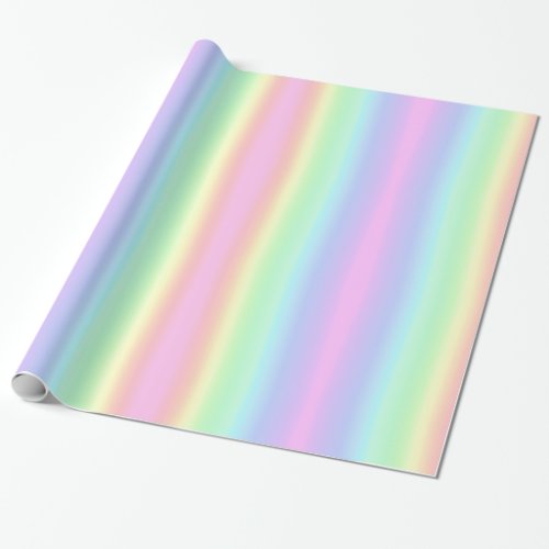 Soft Pastel Rainbow Aesthetic Gradient Stripes Wrapping Paper