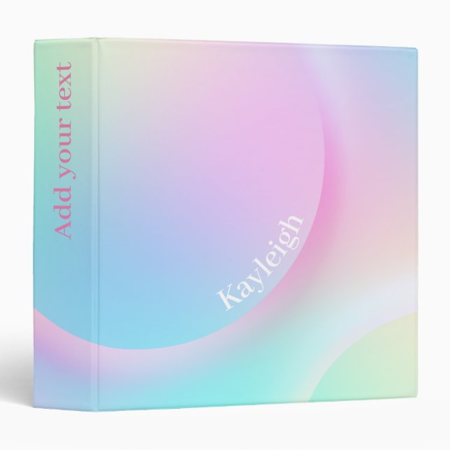 Soft Pastel Rainbow Gradient Shape 3 Ring Binder (Front/Spine)