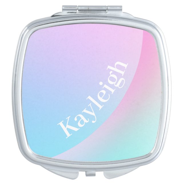 Soft Pastel Rainbow Gradient Shape Compact Mirror (Front)