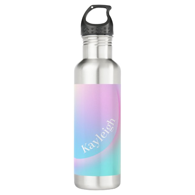 Soft Pastel Rainbow Gradient Shape Stainless Steel Water Bottle (Front)