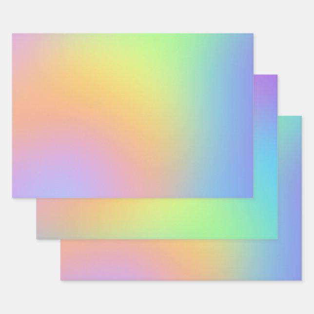 Soft Pastel Rainbow Gradient Wrapping Paper Sheets (Set)