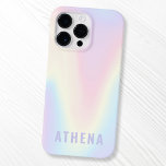 Soft pastel rainbow name trendy modern minimal Case-Mate iPhone 14 pro max case<br><div class="desc">Trendy iPhone case pastel featuring a soft pastel rainbow pattern background and your name in light purple.</div>