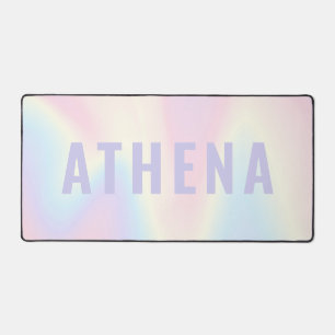Soft pastel rainbow name trendy modern minimal desk mat