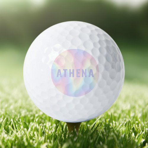 Soft pastel rainbow name trendy modern minimal golf balls