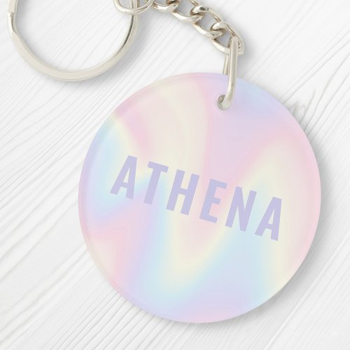 Soft pastel rainbow name trendy modern minimal keychain