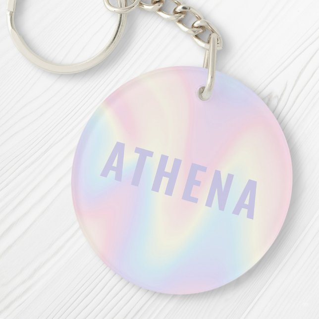 Soft pastel rainbow name trendy modern minimal keychain (Creator Uploaded)