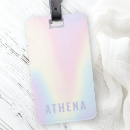 Soft pastel rainbow name trendy modern minimal luggage tag