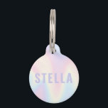 Soft pastel rainbow name trendy modern minimal pet ID tag<br><div class="desc">Trendy pet ID tag featuring a soft pastel rainbow pattern background and your name in light purple.</div>