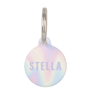 Soft pastel rainbow name trendy modern minimal pet ID tag