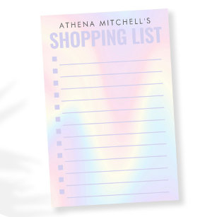 Soft pastel rainbow shopping check list post-it notes