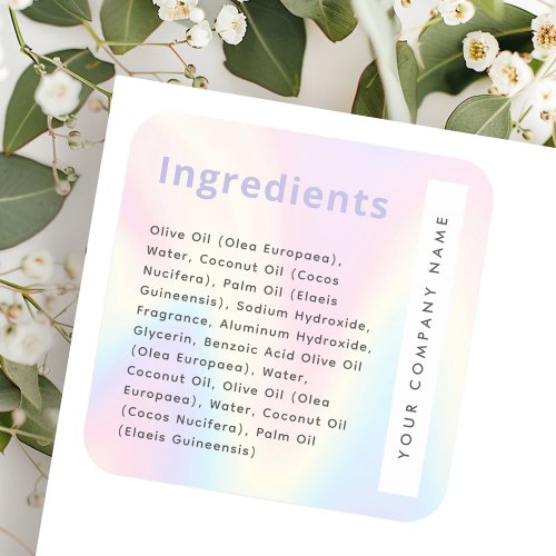 Soft pastel rainbow trendy ingredient product square sticker