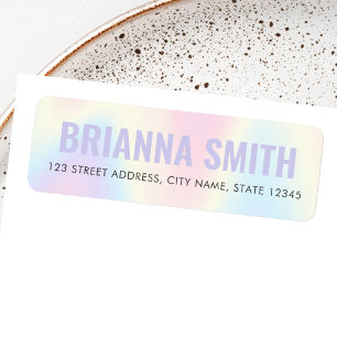 Soft pastel rainbow trendy modern return address label
