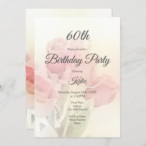 Soft Pastel Roses 2 Invitation