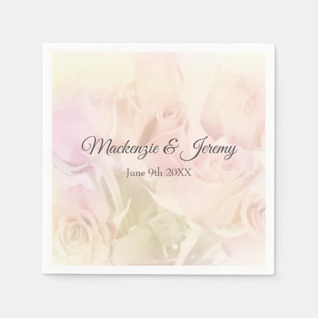 Soft Pastel Roses Napkins (Front)