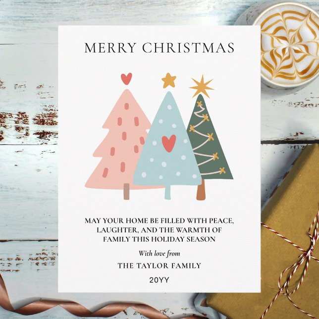 Soft Pastel Scandi-style Christmas Trees Holiday Postcard (Soft Pastel Scandi-style Christmas Trees Holiday Postcard)