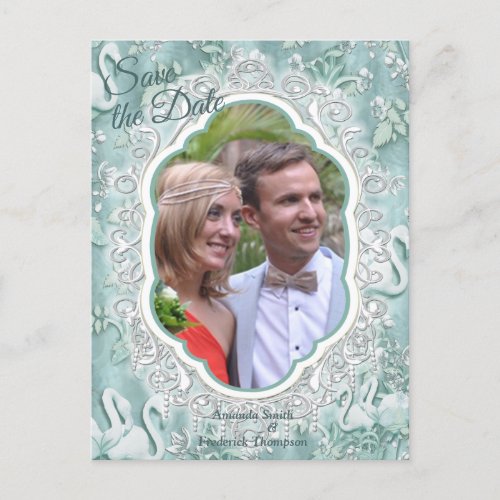 Soft Pastel Shades of Sage Green Announcement Postcard