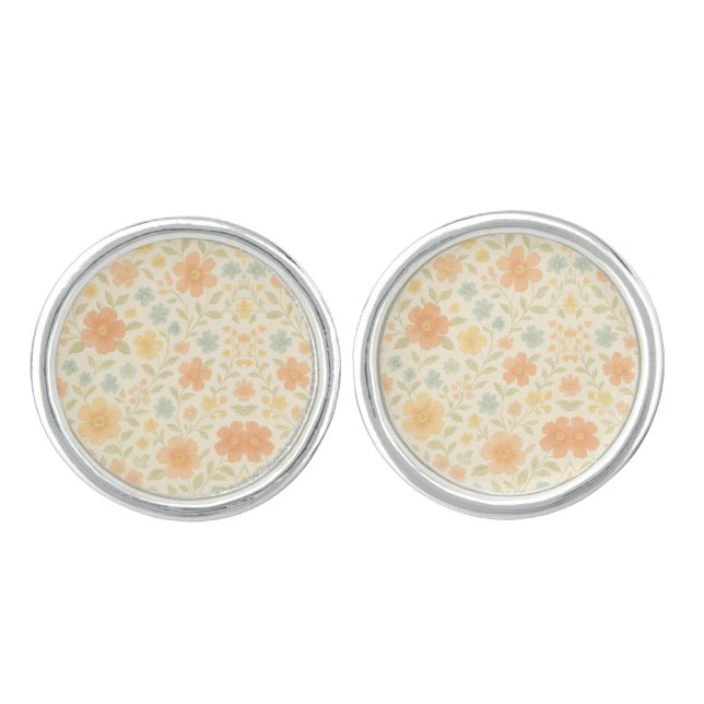 Soft Pastel Spring Blossom  Cufflinks (Front)