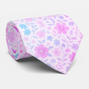 Soft Pastel Spring Blossom Neck Tie