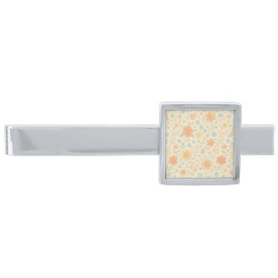 Soft Pastel Spring Blossom  Silver Finish Tie Bar