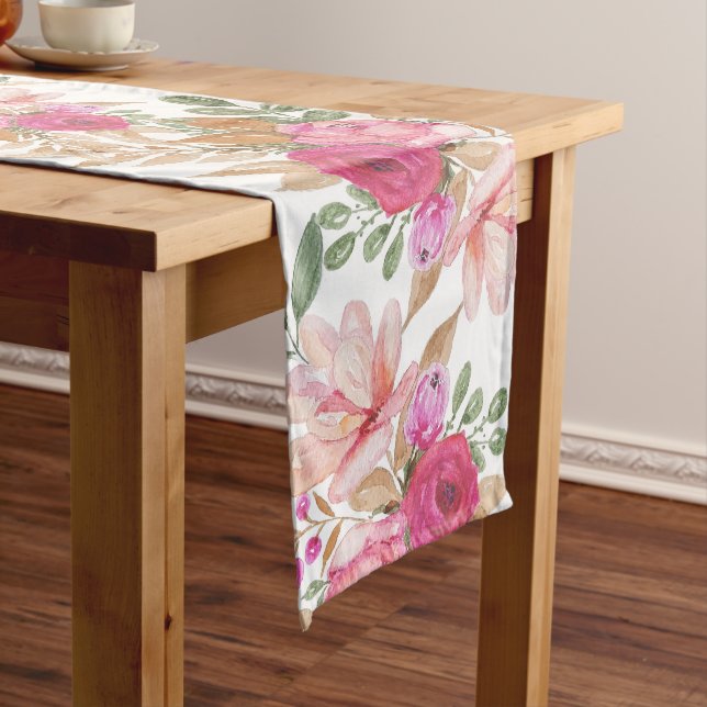 Soft Pastel Spring Bouquet Of Flowers Long Table Runner (In Situ)