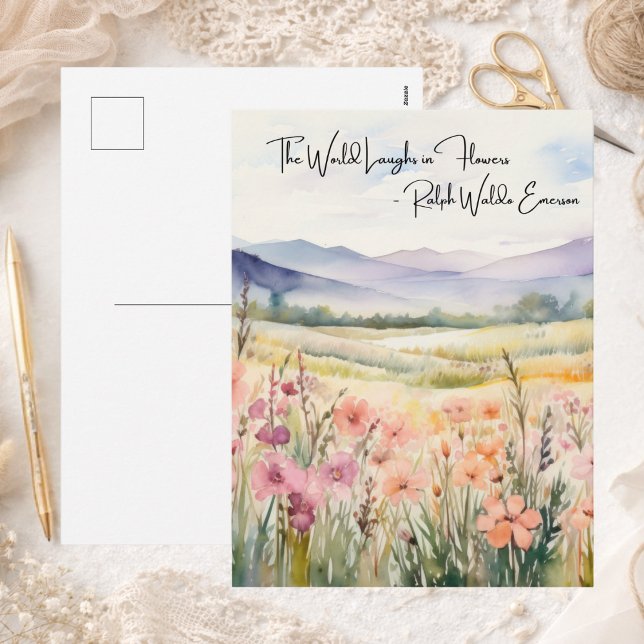 Soft Pastel Spring Wildflowers Inspirational Quote Holiday Postcard (Creator Uploaded)