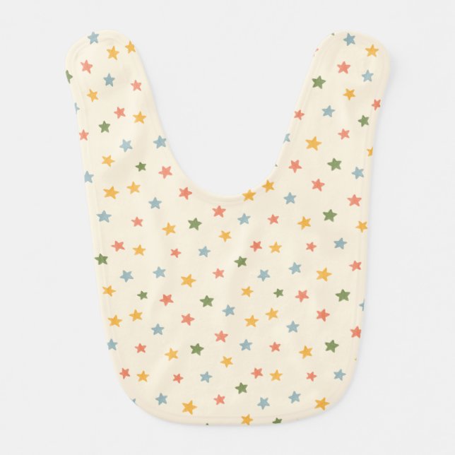 Soft Pastel Star Baby Bib Gender-Neutral (Front)