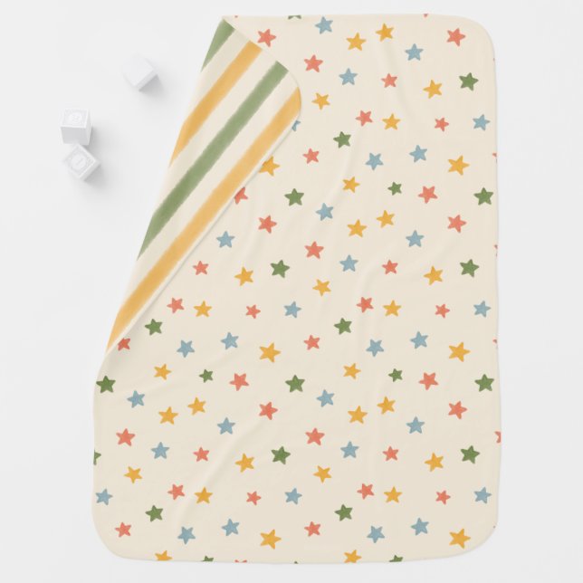 Soft Pastel Star Baby Blanket Gender-Neutral (In Situ)