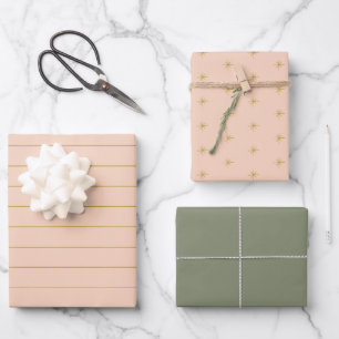 Soft Pastel Stars Lined Wrapping Paper Sheets