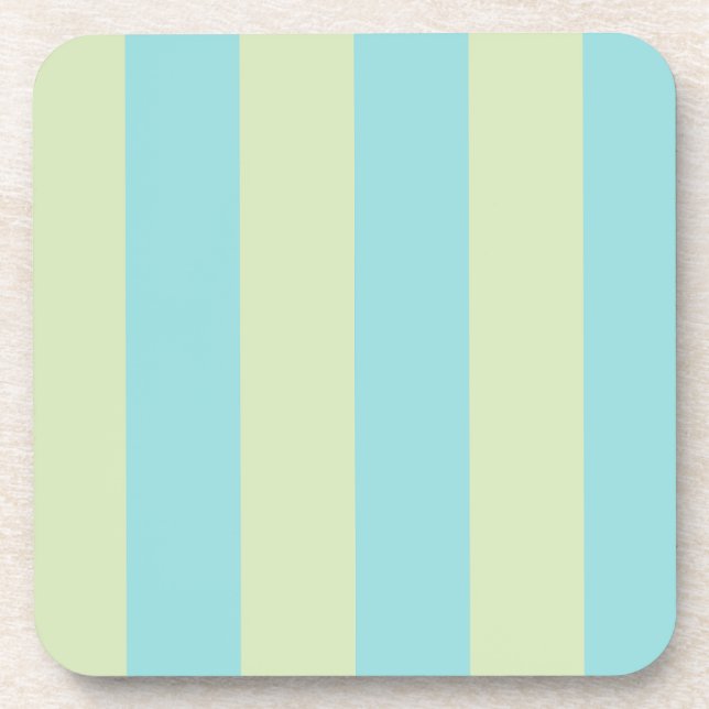 Soft Pastel Striped Pattern – Lime Cream & Limpet  Beverage Coaster (Front)