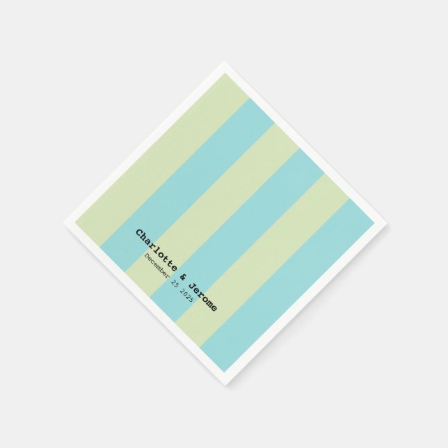 Soft Pastel Striped Pattern – Lime Cream & Limpet  Napkins (Corner)