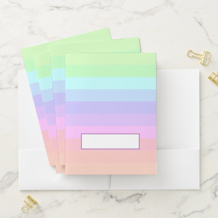 Soft Pastel Stripes Pocket Folder | Zazzle