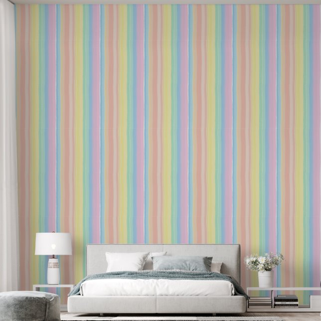 soft pastel strips wallpaper, calming visual  wallpaper  (Bedroom)