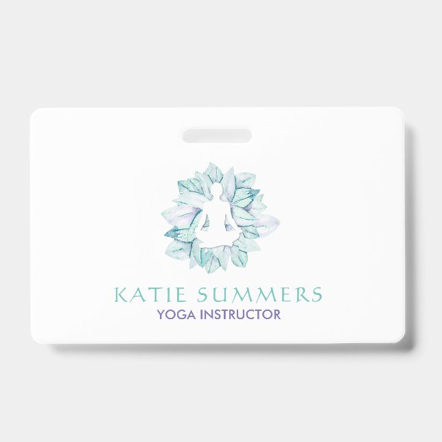 Soft Pastel Succulant Yogie Silhouette Name Badge (Front)