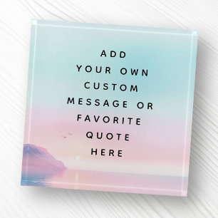 Soft pastel sunrise with birds custom message paperweight