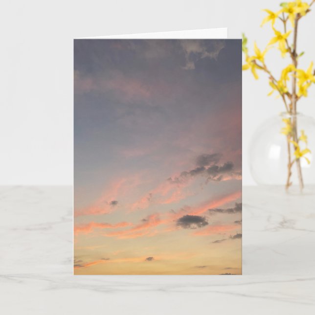 Soft Pastel Sunset Clouds Card (Yellow Flower)