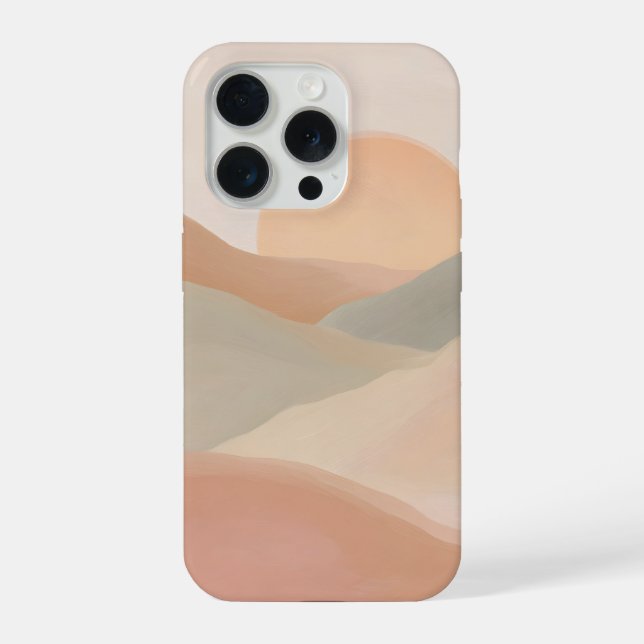 Soft Pastel Sunset Hills Minimal Abstract Landscap iPhone Case (Back)
