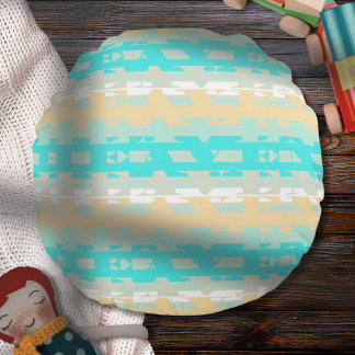 Soft Pastel Turquoise Beige Modern Heaven Pattern Round Pillow