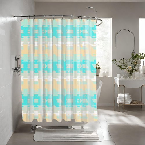 Soft Pastel Turquoise Beige Modern Heaven Pattern Shower Curtain