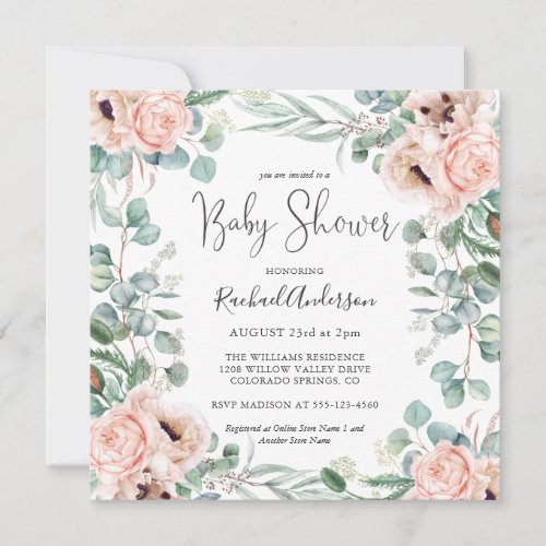 Soft Pastel Watercolor Baby Shower Invitation