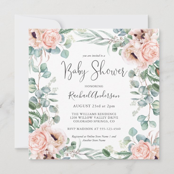Soft Pastel Watercolor Baby Shower Invitation Zazzle