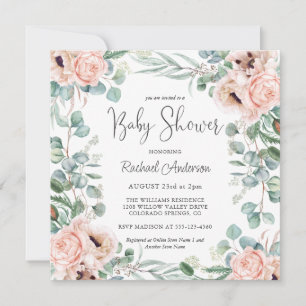 Soft Pastel Watercolor Baby Shower Invitation