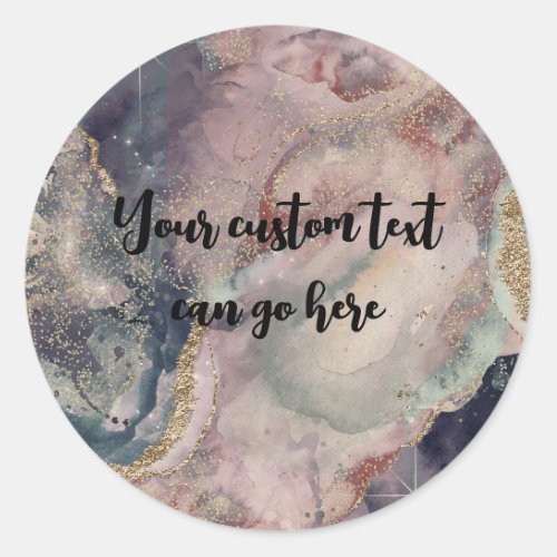 Soft Pastel Watercolor Celestial Galaxy Gold Chic Classic Round Sticker