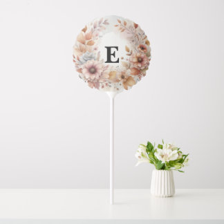 Soft Pastel Watercolor Fall Leaves Floral Frame Balloon