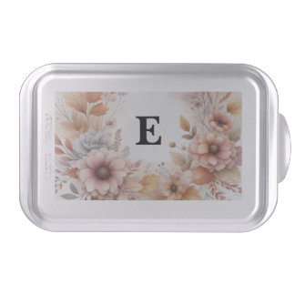 Soft Pastel Watercolor Fall Leaves Floral Frame Cake Pan