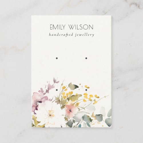 Soft Pastel Watercolor Floral 2 Earring Display Business Card