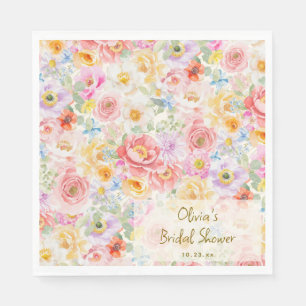Soft Pastel Watercolor Floral Bridal Shower Napkins