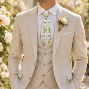 Soft Pastel Watercolor Floral Neck Tie