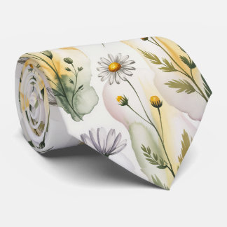 Soft Pastel Watercolor Floral  Neck Tie
