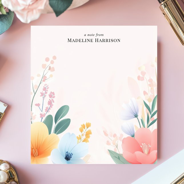 Soft Pastel Watercolor Floral Personalized Name Notepad (Creator Uploaded)